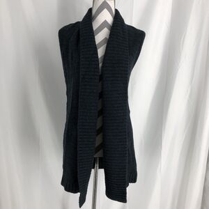 Loft Long Sleeveless Vest Cardigan Dark Blue XS